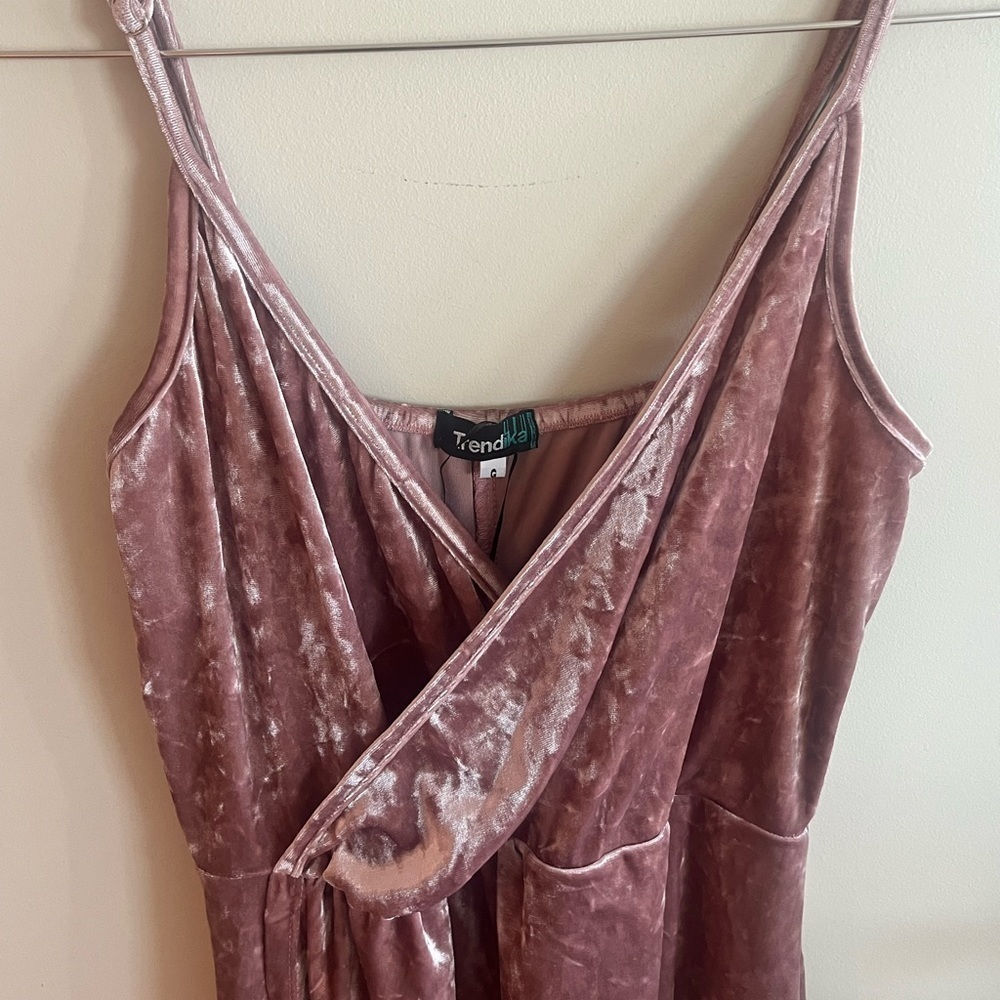 Pink Velvet Midi Dress - Picture 3 of 11